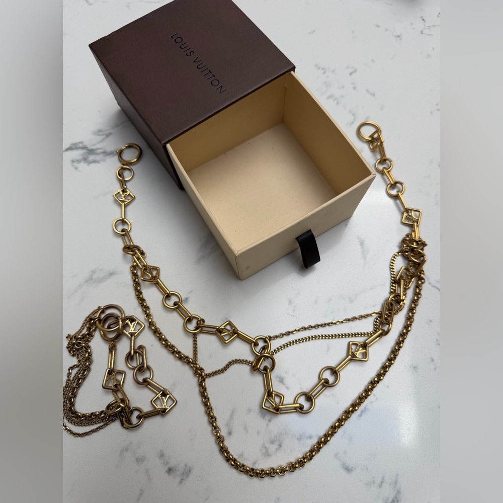 Louis Vuitton Vegas Gold Chain Necklace Bracelet